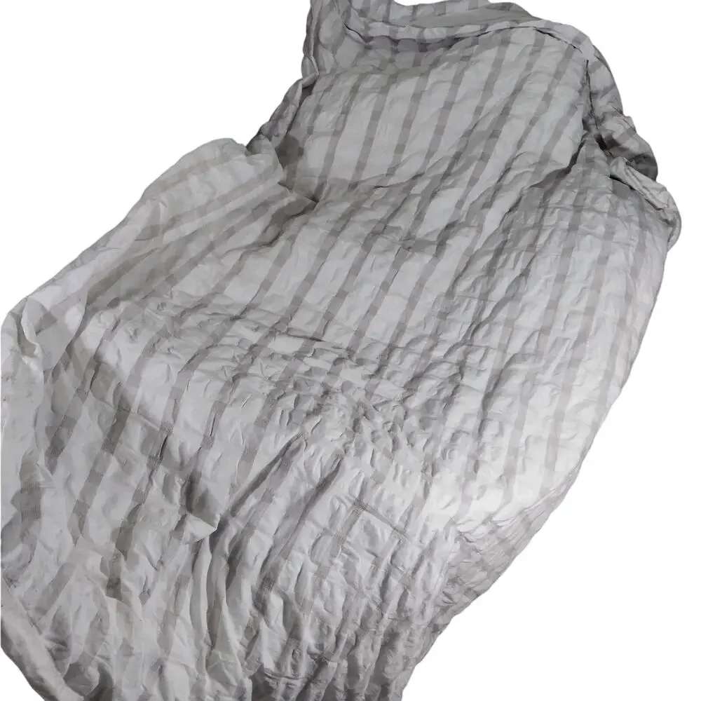 CHARTER CLUB! WHITE & TAN SHABBY CHIC SUBTLE PLAID PUCKERED DUVET COVER! SZ TWIN